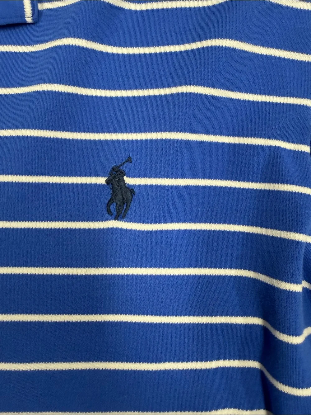 Ralph Lauren Blue and White Striped Long-Sleeve Polo